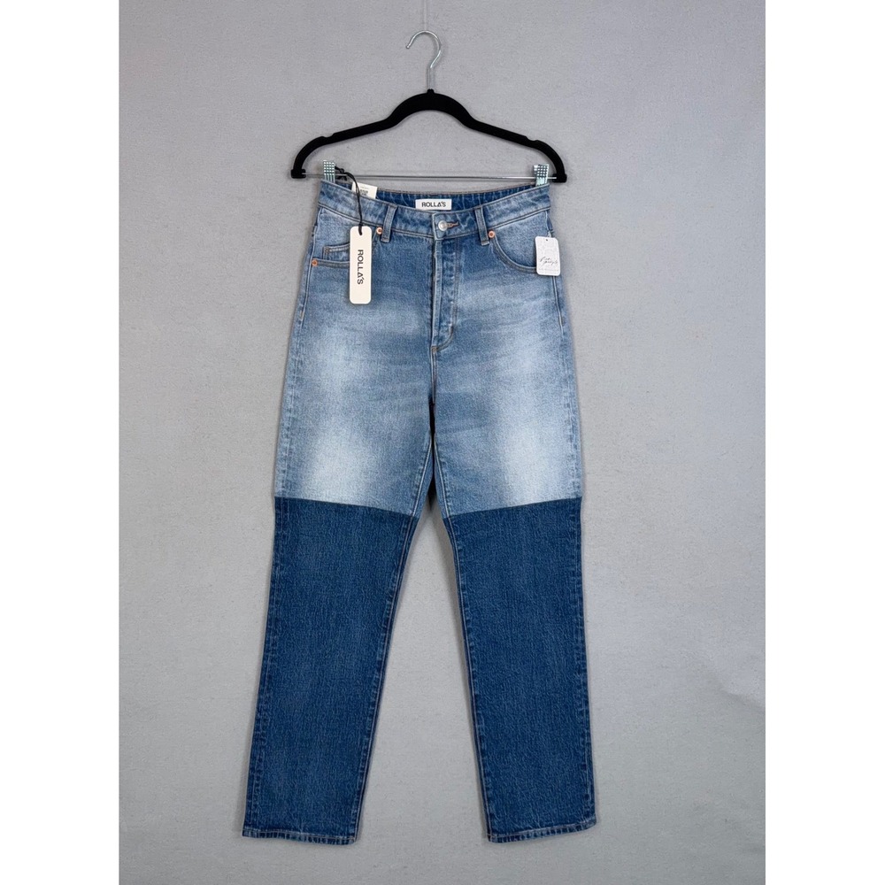 Rollas Jeans Womens 27 Blue Two Tone Original Straight High Rise Retro Denim